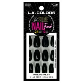 L.A. COLORS Shine Nail Trend Nail Tips, Coffin Shape, Extra, 24 Pieces