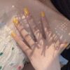Summer Yellow False Fingernails Matte Artificial False Nails Tips Full Cover Fake Nails Nail Art