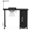 Portable Nail Desk Nail Art Table Workstation with Removable Drawers; Lockable Wheels; Fan Dust Collector; Lamp; Wrist rest Black
