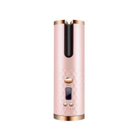 LED Screen Electric Automatic Curling Iron 3000mAh Mini Portable Thermostatic Curling Iron Three Levels Different Volume Electric Curling Iron For Tra (Color: Pink)