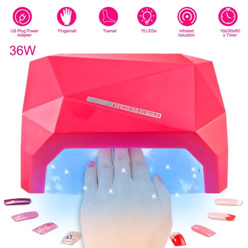 36W UV LED Lamp Nail Polish Dryer 15 LEDs Fingernail Toenail Gel Curing Machine Nail Art Painting Salon Tools Set US Plug
